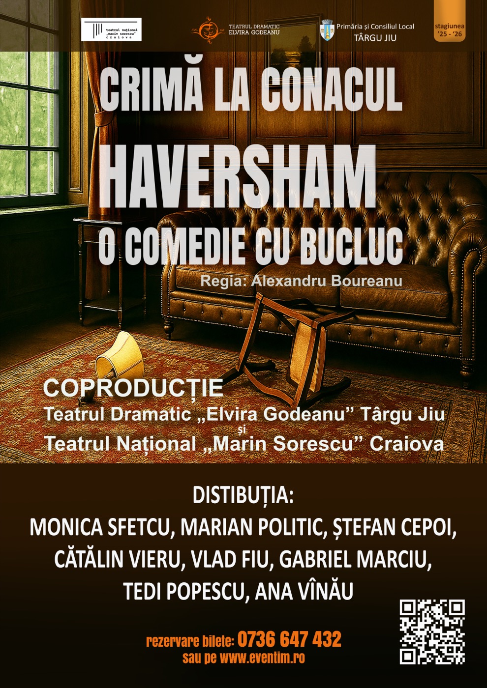 Afișul oficial: CRIMĂ LA CONACUL HAVERSHAM O COMEDIE CU BUCLUC